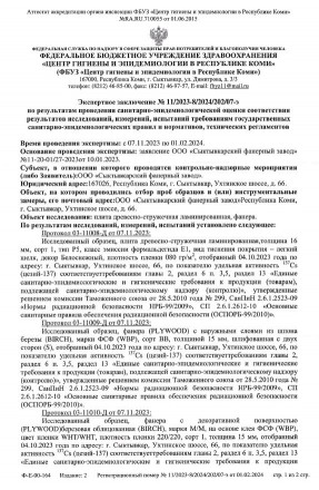 Экспертное заключение на гигиеническую безопасность