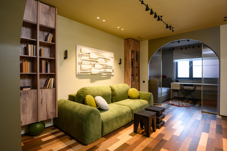 ЛДСП Lamarty в проекте «Квартирный вопрос» на НТВ. Гостиная для геологов.