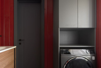 Пенал в ванной под стиральную машину (Графит)